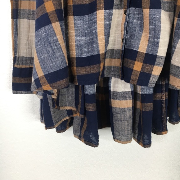 Free People Peppy In Plaid Button Up Blouse Top - Picture 6 of 10